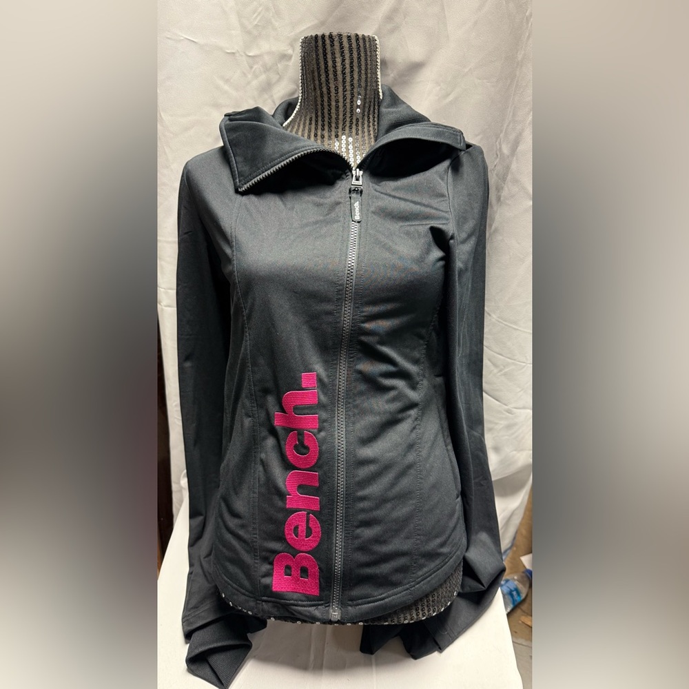 Bench Women's Black Coat with Bold Pink Logo